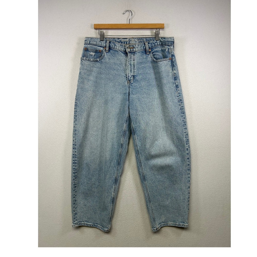 90s Retro American Eagle Womens 12 Light Wash Blue Stretch Mom Jeans Tapered Leg